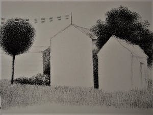 Metten Koornstra - Typische dromerige Grafiek - Litho "Feest" - omstreeks 1970 - gesigneerd kopen? Bied vanaf 10!