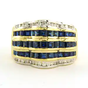 18k gouden ring met saffier en briljant geslepen diamant tot. 0.20ct kopen? Bied vanaf 1000!