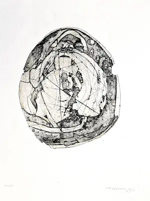 Cees Kortlang - Grote, in diverse grijstinten handgekl. reliëf Ets/aquatint - zeer kleine oplage kopen? Bied vanaf 38!
