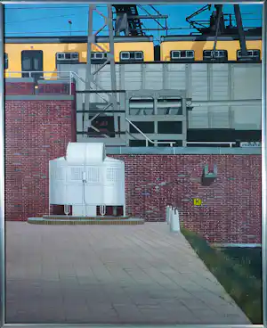 Kees Balvers - Acryl op doek, Verboden toegang - Ingelijst verkocht voor € 150!
