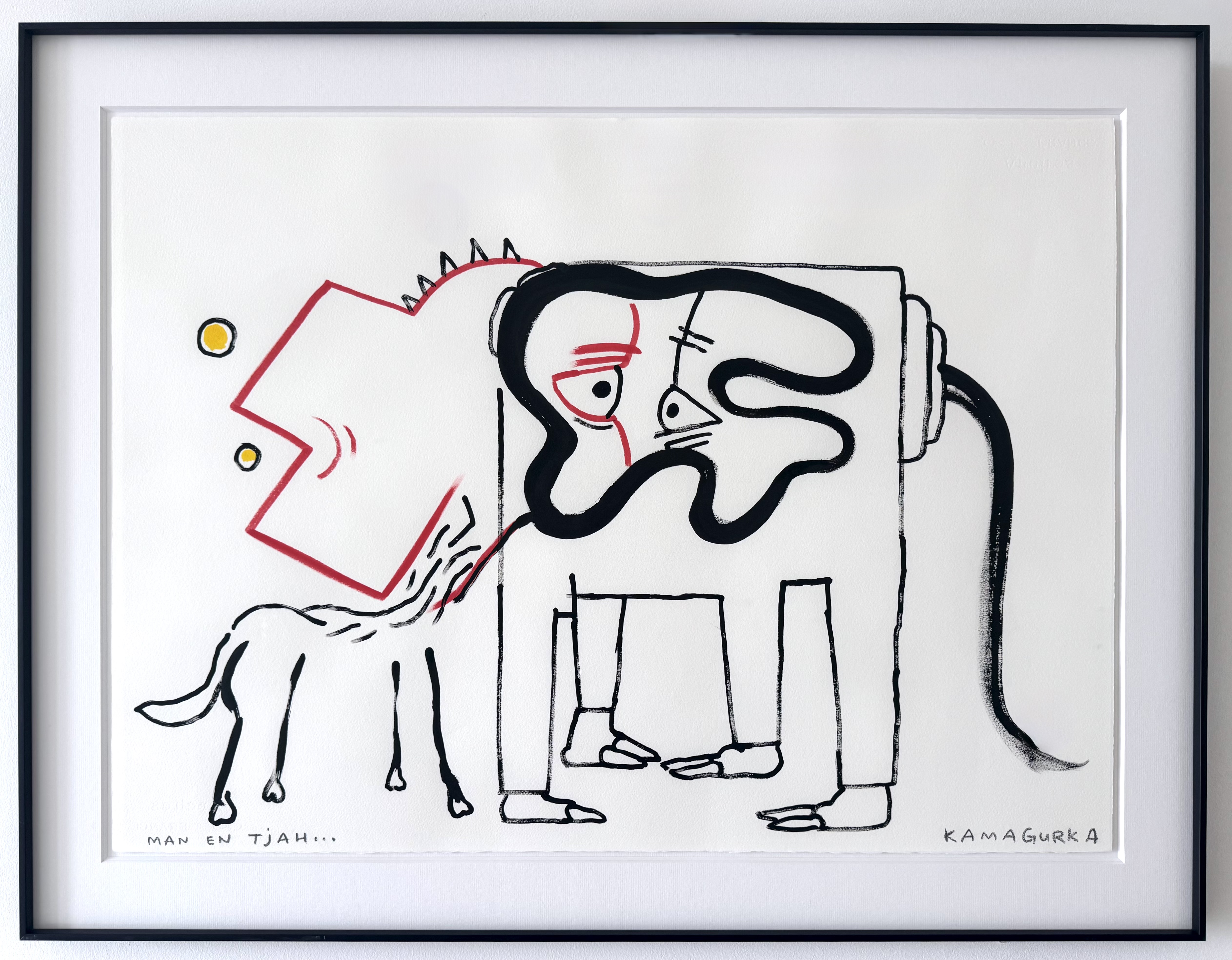 Kamagurka - Man en Tjah... - Gemengde techniek op papier - Gesig. - 57x77 cm - ingelijst kopen? Bied vanaf 1900!
