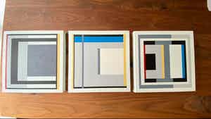 Kees Segers - drie kleine schilderijtjes op canvas verkocht voor € 160!