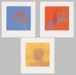 Willem F. Wagner - Drie handgesigneerde zeefdrukken: Geometrische Composities I, II, III kopen? Bied vanaf 10!