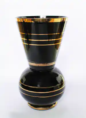 Glasfabriek De Rupel Boom - glazen hyaliet vaas met gouden banden kopen? Bied vanaf 30!