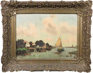 Henri Endlich - Olieverf op doek, Zeilscheepje op de vaart - Ingelijst kopen? Bied vanaf 50!
