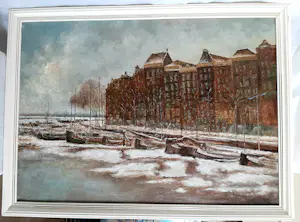 Niet of onleesbaar gesigneerd - Een winter in Amsterdam - Bert van den Broek (1921-2007) kopen? Bied vanaf 1!