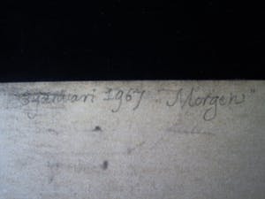 Niet of onleesbaar gesigneerd - sfeervol Minimalistisch Aquarel "Morgen" 1967 gedateerd kopen? Bied vanaf 1!