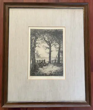 Anton Pieck - Drie bomen, Eigen Druk, Prachtige ets kopen? Bied vanaf 395!