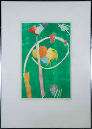 Andre Lanskoy - Zeefdruk, Gekleurde abstacte compositie - Ingelijst (Groot) verkocht voor € 68!
