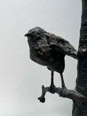 Piet de Boer - bronzen sculptuur | 'Musje op tak' verkocht voor € 452!