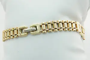 53- Mooie 18 Krt bicolor gouden unisex armband - "treinrails" schakel - gekeurd kopen? Bied vanaf 1110!