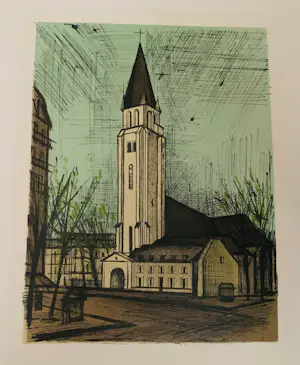 Bernard Buffet - Pain et vin, Place Saint-Germain-des-Prés Parijs. 1965. Lithografie. kopen? Bied vanaf 25!