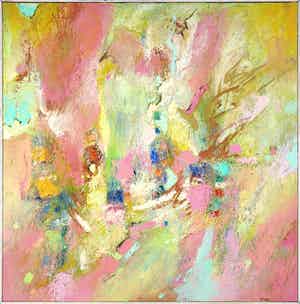 Frans Nicolai - Olieverf op doek, Abstract landschap - Ingelijst (Zeer groot) verkocht voor € 376!