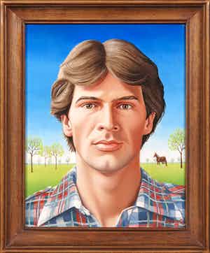 Sylvia Willink - Olieverf op paneel, Portret van Rik van Dam - Ingelijst verkocht voor € 150!