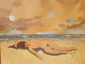 Niet of onleesbaar gesigneerd - Naakt op strand kopen? Bied vanaf 1!