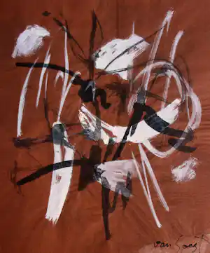 Pierre van Soest - Abstracte aquarel in tentoonstellingscatalogus - 1963 verkocht voor € 130!