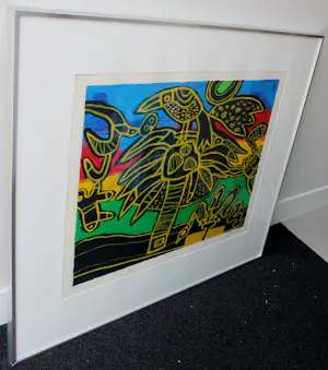 Corneille - Ingelijste zeefdruk: "Oiseau né du Paysage" - 1992 (nette lijst!) kopen? Bied vanaf 375!