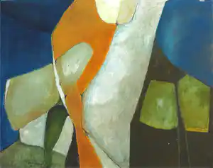 Jos Schimmer - Olieverf op doek, Compositie (Groot) verkocht voor € 200!