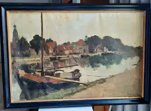 Johannes Embrosius van de Wetering de Rooij - Schip in de haven van Enkhuizen. verkocht voor € 175!