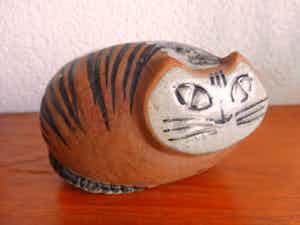 Gustavsberg - Lisa Larson- serie Cat Zoo- small Cat- liggende kat verkocht voor € 135!