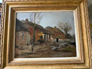 Willem G.F. Jansen - Een dorpsgezicht met een figuur op straat kopen? Bied vanaf 550!