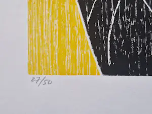 Jules Bekker - 1984 - een vrij zeldzame 3 kleuren zeefdruk "geborgenheid" kleine oplage (27/50) kopen? Bied vanaf 37!