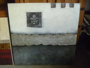 Niet of onleesbaar gesigneerd - 2 abstracte kunstwerken in 1 koop kopen? Bied vanaf 1!