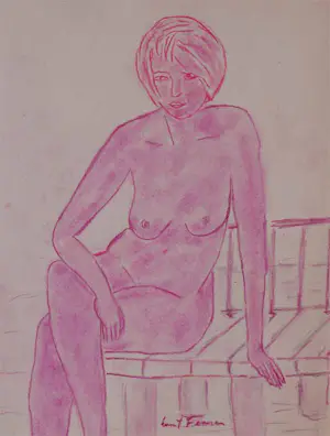 Ernst Fermen - Rötelzeichnung -Aktmodel Dora- Auf dem Wassersteg kopen? Bied vanaf 95!