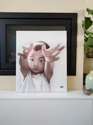 Niet of onleesbaar gesigneerd - kind toont rood touwtje, acryl kopen? Bied vanaf 1!