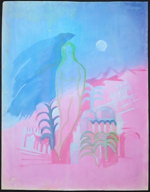 Joe Wols - Aquarel op papier, Roze en blauw kopen? Bied vanaf 1!