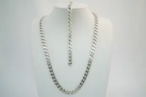 54 - Zware SET massief 1e ght. zilveren gourmette schakel collier en armband kopen? Bied vanaf 160!