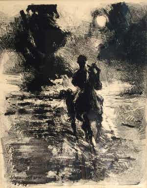 Jan Groenestein - C4889-3, Paardrijden verkocht voor € 60!