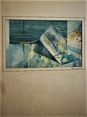 Niet of onleesbaar gesigneerd - interessante in 1977 gemaakte gemengde Techniek (collage/verf) gesigneerd kopen? Bied vanaf 1!