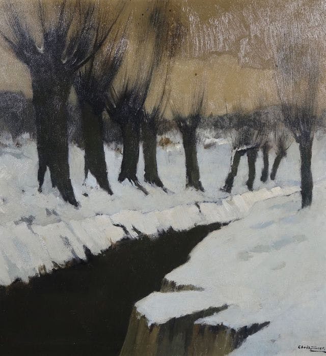 Christiaan Soer - Winterlandschap met knotwilgen kopen? Bied vanaf 275!