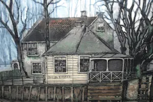 Frans Everbag - Het Polderhuis Amsterdam - ets/aquatint - mooi ingelijst kopen? Bied vanaf 150!