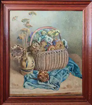 Jan Gregoire - stilleven bloemen in mand en vaas kopen? Bied vanaf 300!