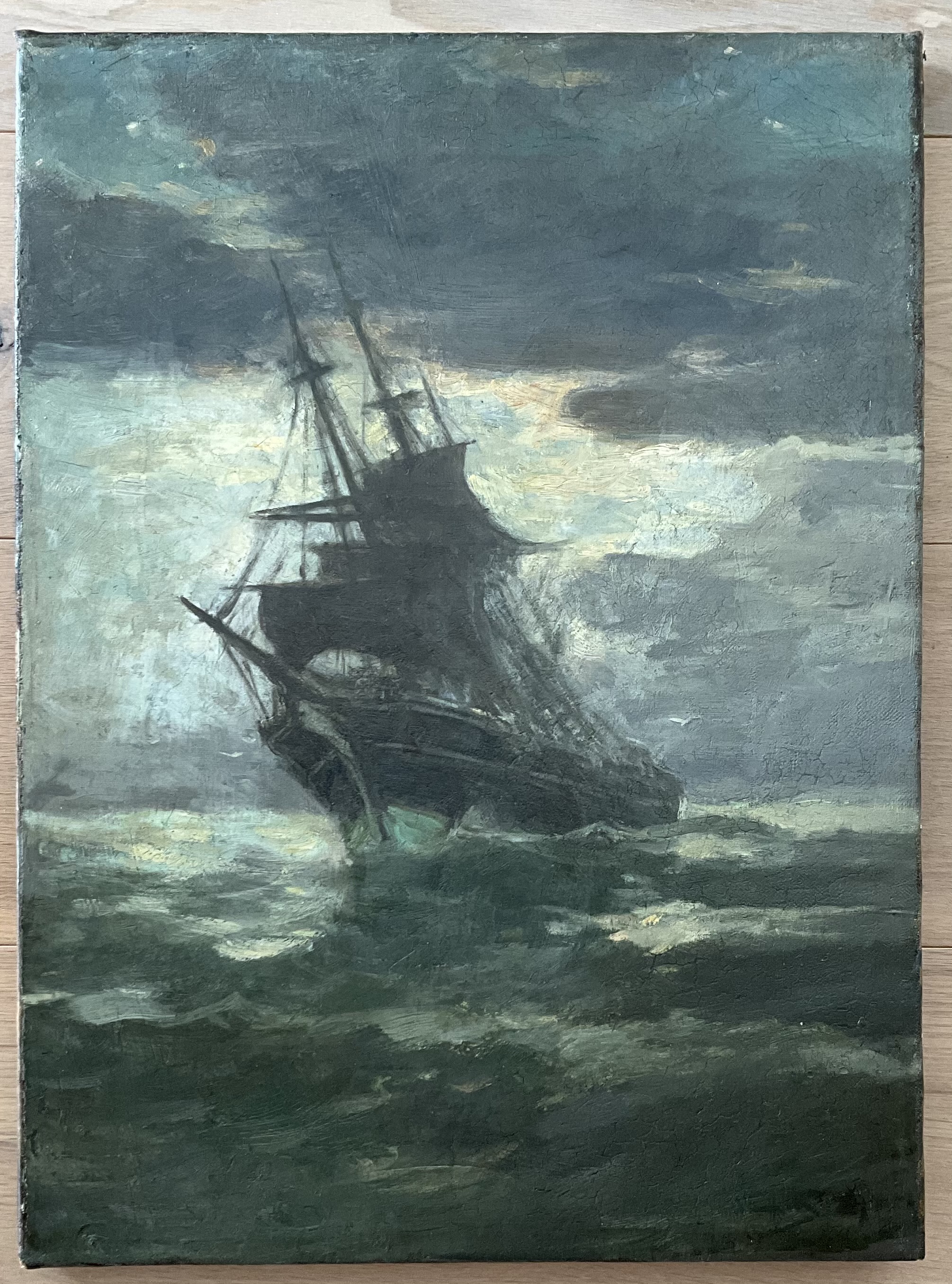 Hendrik van Steenwijk - Schip op donkere zee kopen? Bied vanaf 300!
