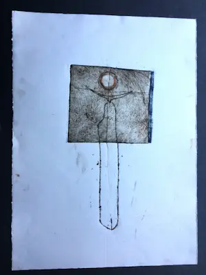 Niet of onleesbaar gesigneerd - staand figuur (kleurets-inkttekening) kopen? Bied vanaf 10!