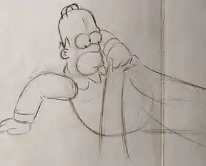 Matt Groening - originele productietekening The Simpsons, Homer, ingelijst + Certificaat verkocht voor € 110!