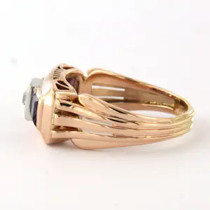 14k gouden ring bezet met amethist en  diamant - rm 18(57) kopen? Bied vanaf 700!