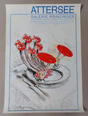 Christian Ludwig Attersee - Original Ausstellungsplakat Tellerlampe Galerie Krinzinger Innsbruck 1974 kopen? Bied vanaf 60!