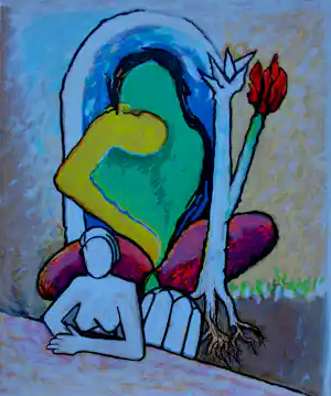 Herman Krikhaar - Zeefdruk: "l'amour pour" - 1995 verkocht voor € 59!