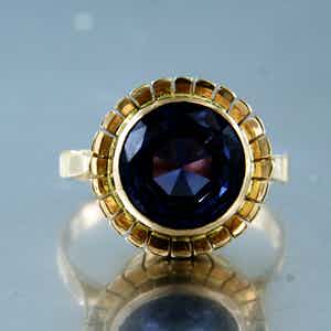 18K Goud - rood gouden ring bezet met een mystiek topaaz, ringmaat 18,25 (57) verkocht voor € 224!