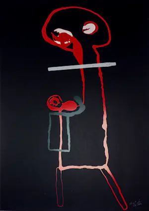 Theos - Zeefdruk, Lot van 4 abstracte figuren kopen? Bied vanaf 70!