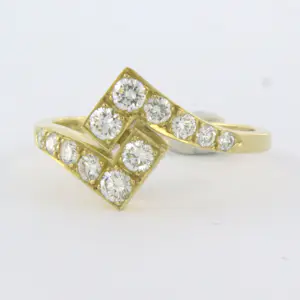18k geel gouden ring bezet met briljant geslepen diamant 0.50ct - F/G - VS/SI kopen? Bied vanaf 700!