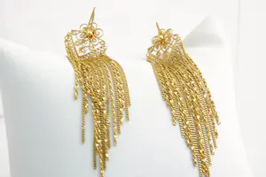 188 - Schitterend paar 14 krt gouden Filigrain "waterval" oorhangers - gekeurd kopen? Bied vanaf 270!