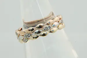 33-Drie Elegante 9Krt rosé & wit & geel dames ringen - met diamant kopen? Bied vanaf 100!