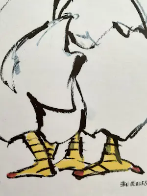 Ellen Meuwese - kippen, gesigneerd in druk en gelijst kopen? Bied vanaf 20!