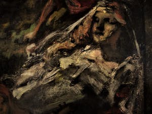 Niet of onleesbaar gesigneerd - Indrukwekkend groot impressionistisch Olieverf op metaal "Midzomernachtsdroom" kopen? Bied vanaf 10!