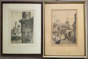 Hendrik de Laat - De Sint-Janskathedraal en de Sint-Jacobskerk in 's-Hertogenbosch (2 etsen) verkocht voor € 75!